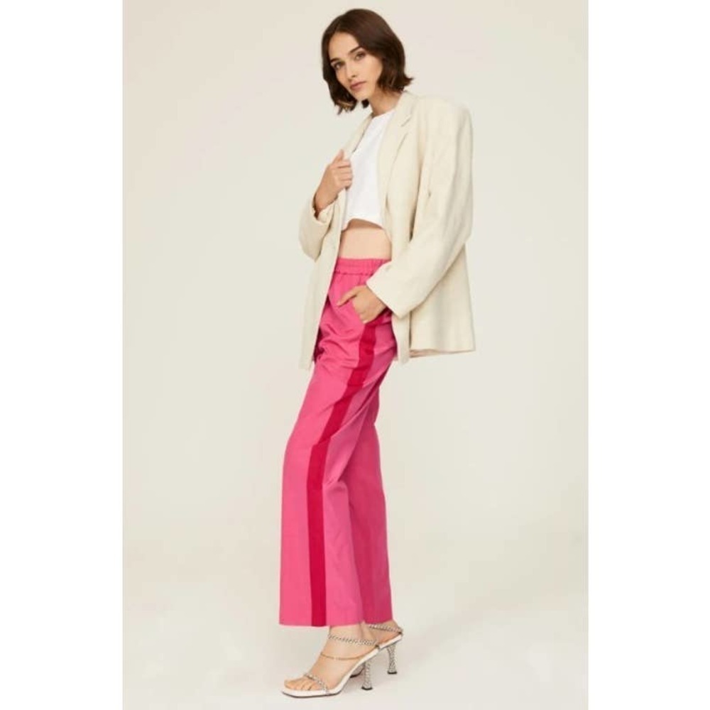 Tommy Hilfiger Elastic Waist Sporty Silk Explorer Wide Leg Pants Hot Pink